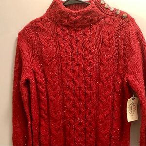 Red sweater with color flecks